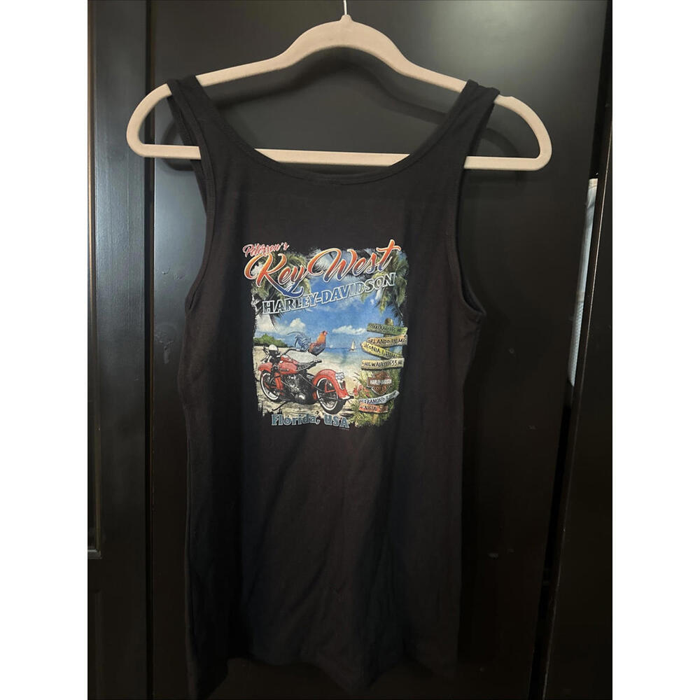 Harley Davidson Petersons Key West Graphic Tank Top Womens L Biker Classic